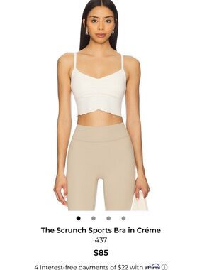 437 The Scrunch Sports Bra in Crème NEW never worn